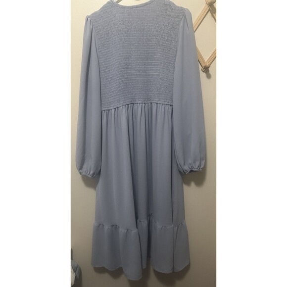 Women’s Blue Peasant Dress Size Medium Ethereal Bohemian Midi Dress - Picture 3 of 3